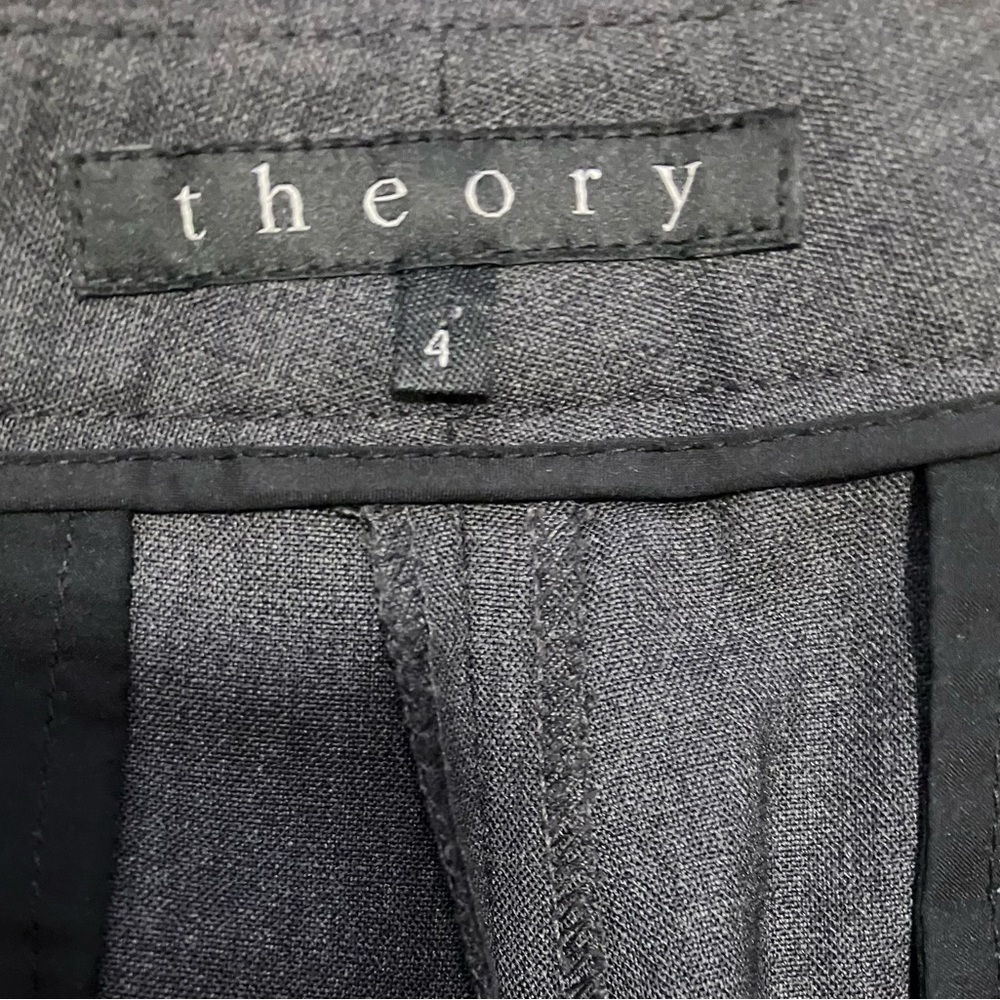 Theory Charcoal Gray pants sz 4/low rise-15” waist 34” inseam - Picture 3 of 13